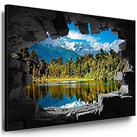 絵画 Mountain Waterfall Mountain waterfall by the lake Painting by Olha Darchuk